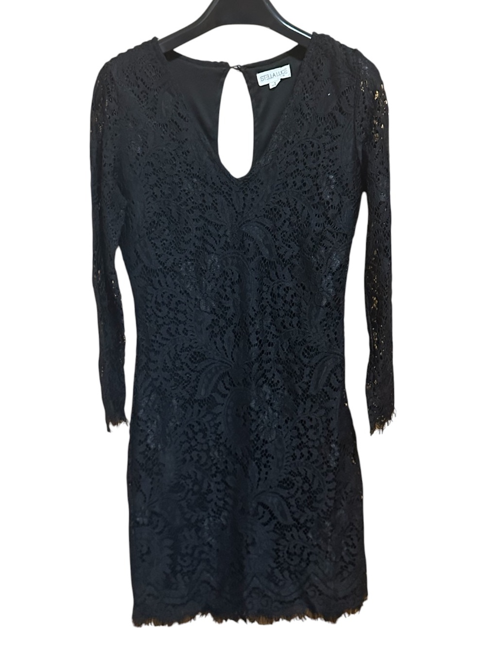Stella Luce Vintage Black Lace Long-Sleeve Dress